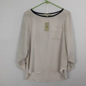 Loft Polka Dot Top Blouse‎ Petite womens size M petite